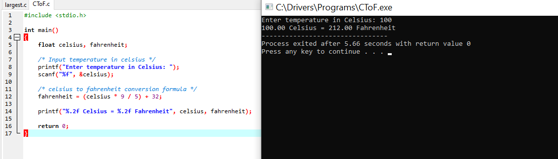 C To F Output