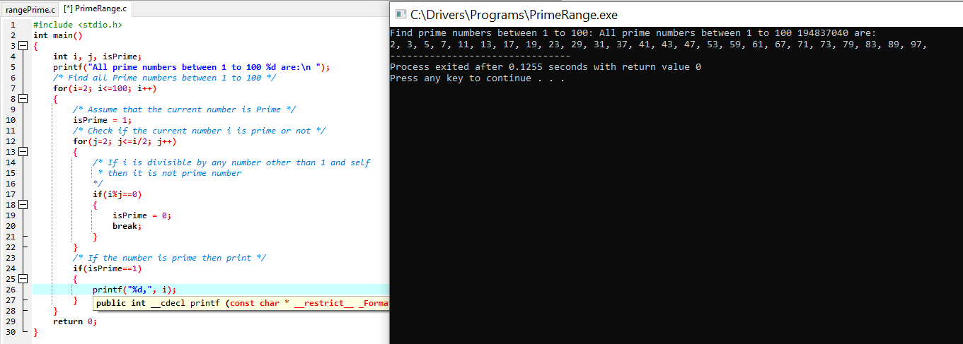 Demo of Prime within Range