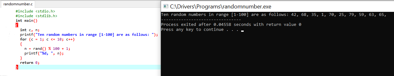 c program to generate random number